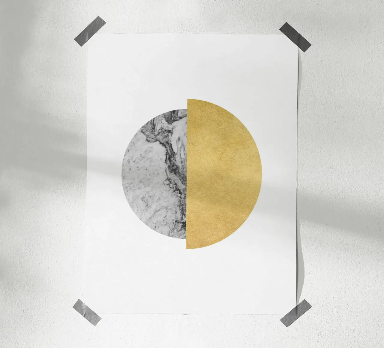 Gold and Marble Minimalist Eclipse Art hahnemühle by kookiepixel