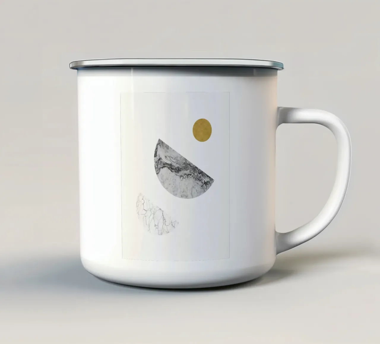 Arte astratta del sole e della luna in oro e marmo tazza in smalto da kookiepixel