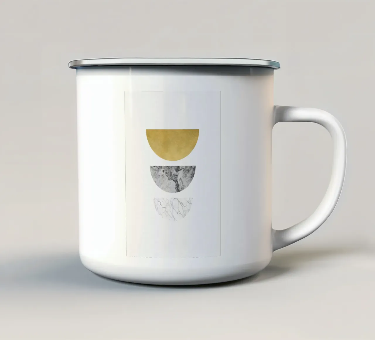 Arte da parete minimalista a semicerchi in oro e marmo tazza in smalto da kookiepixel