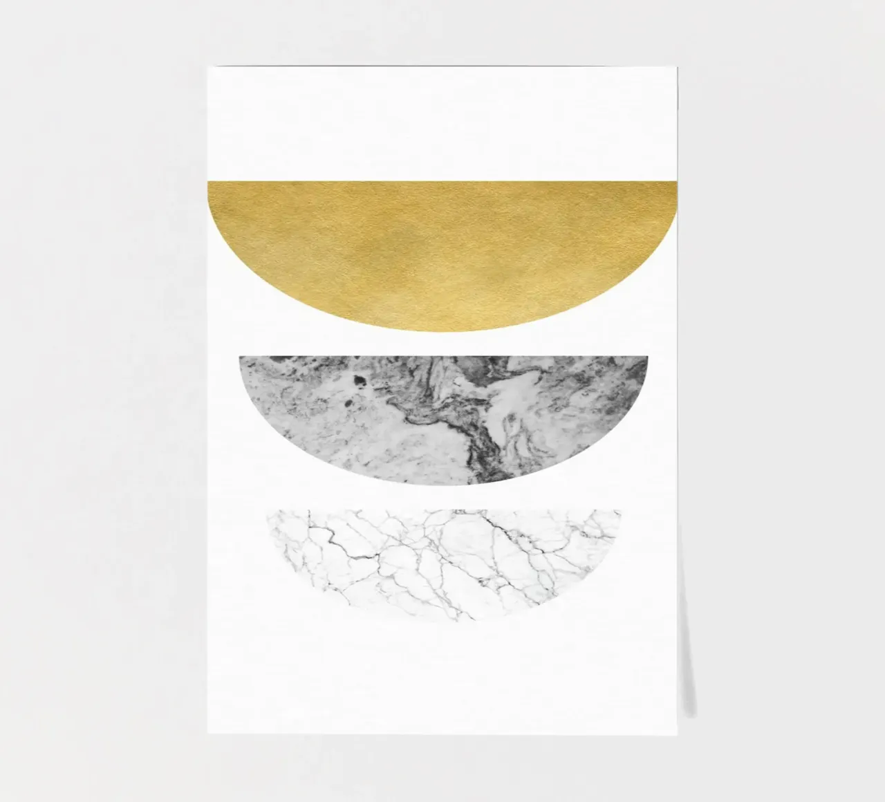 Arte da parete minimalista a semicerchi in oro e marmo foglio adesivo da kookiepixel