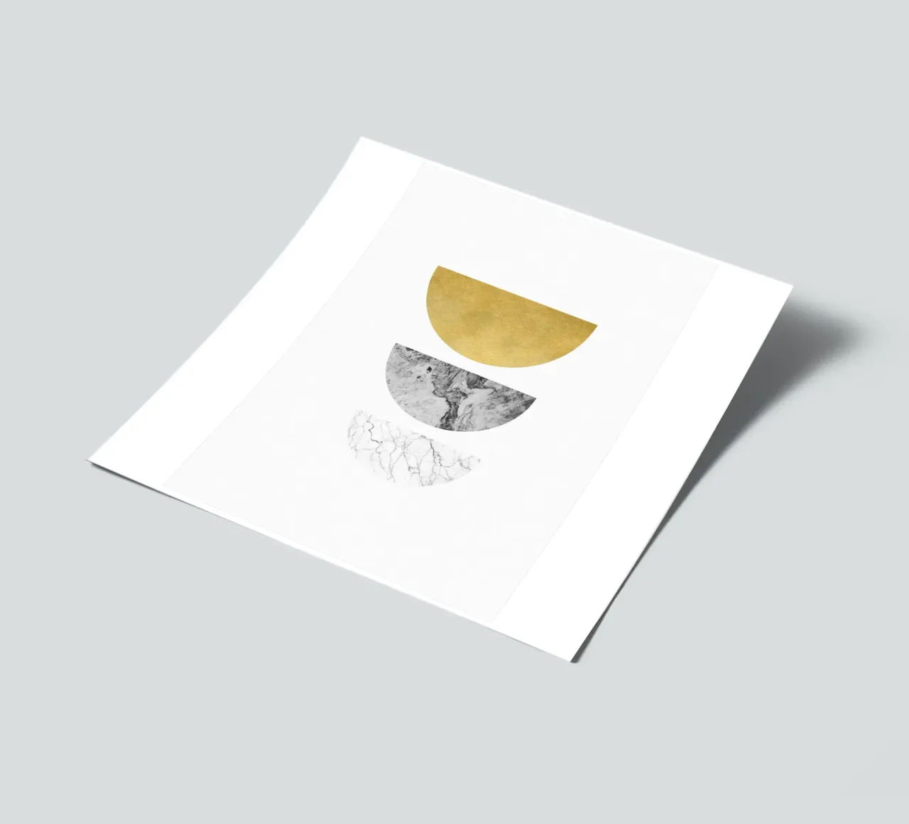 Arte da parete minimalista a semicerchi in oro e marmo foglio adesivo da kookiepixel