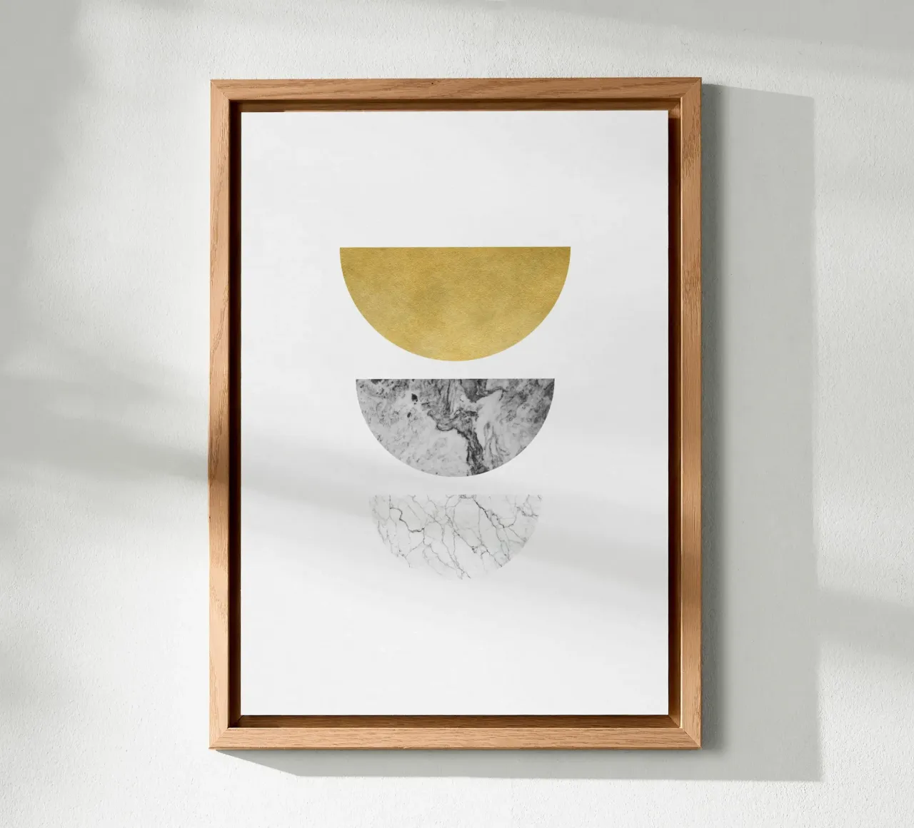 Gold und Marmor Minimalistische Halbkreise Wandkunst Forex-Platte von kookiepixel