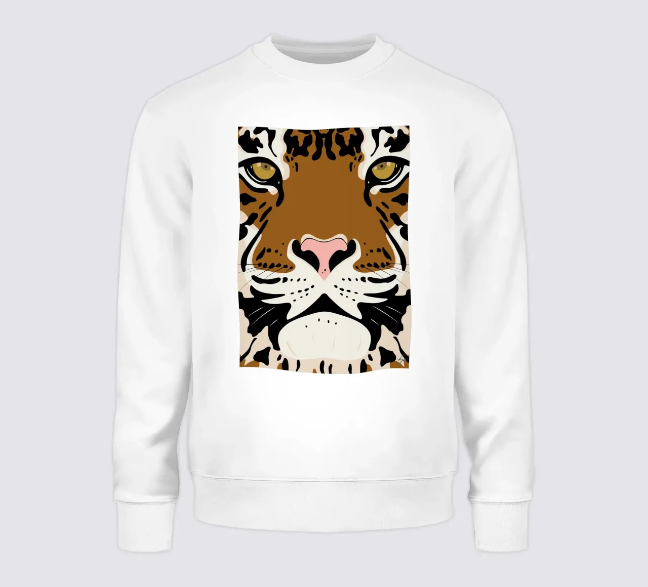 Arte murale animale minimalista con faccia di tigre in grassetto felpa da kookiepixel