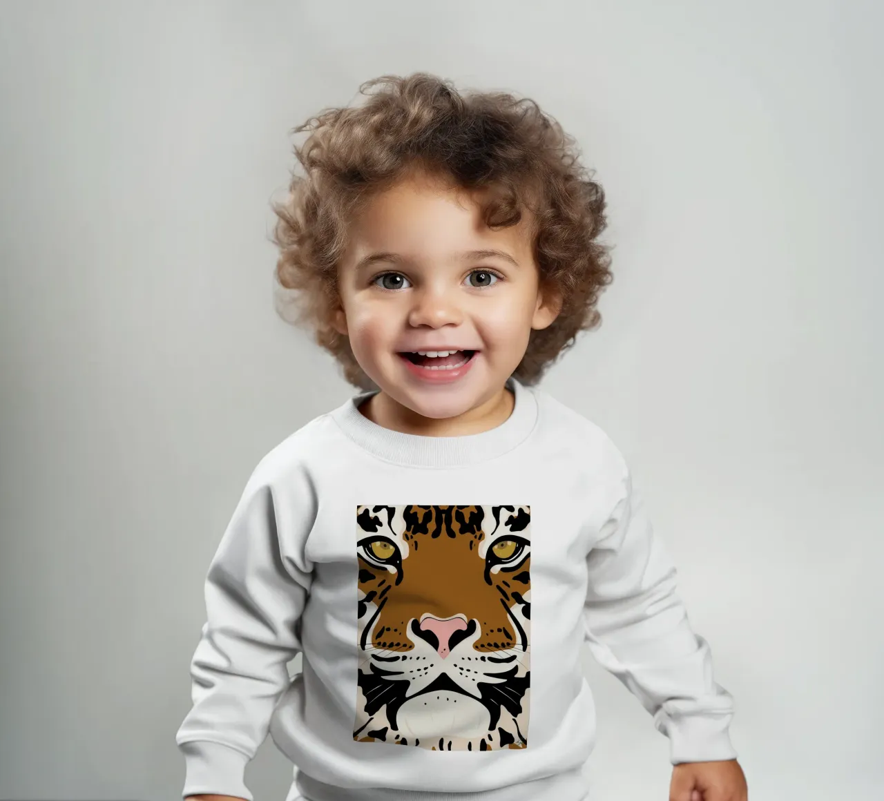 Arte murale animale minimalista con faccia di tigre in grassetto felpa neonato da kookiepixel