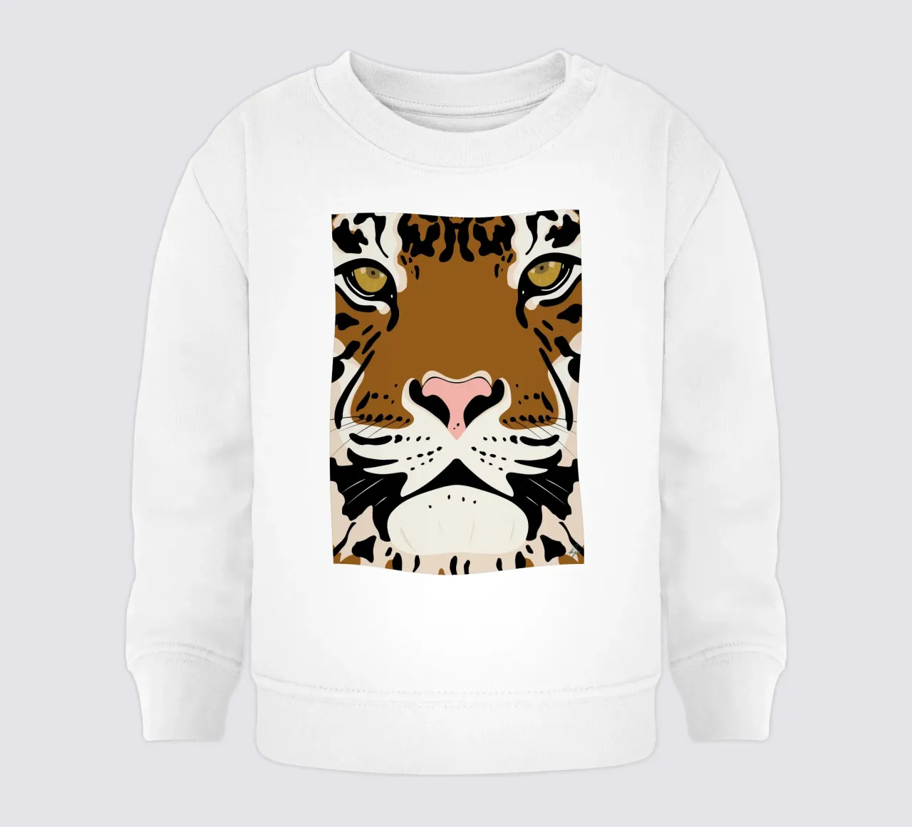 Arte murale animale minimalista con faccia di tigre in grassetto felpa neonato da kookiepixel