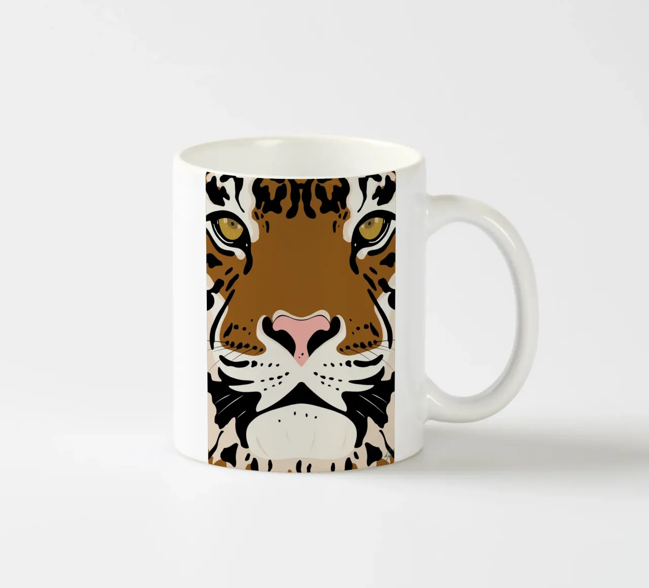 Kühnes Tigergesicht Minimalistisches Tier Wandkunst Keramik Tasse von kookiepixel