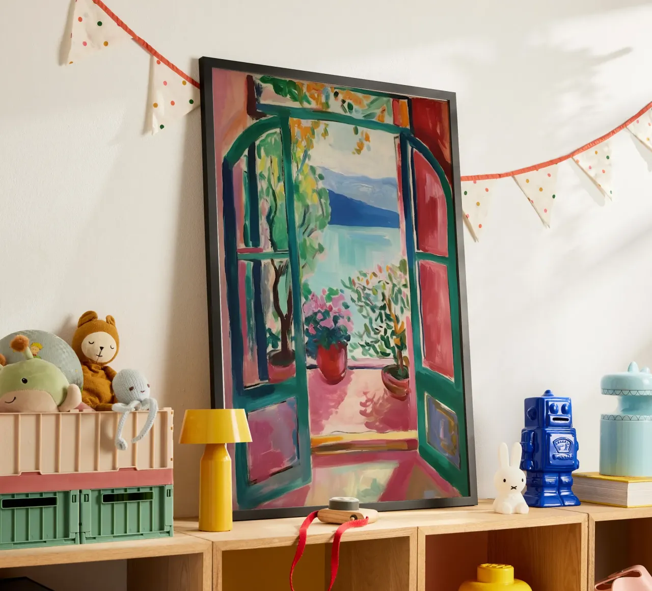 Matisse ispira la Finestra aperta poster con telaio in alluminio da Euphoria Theresa