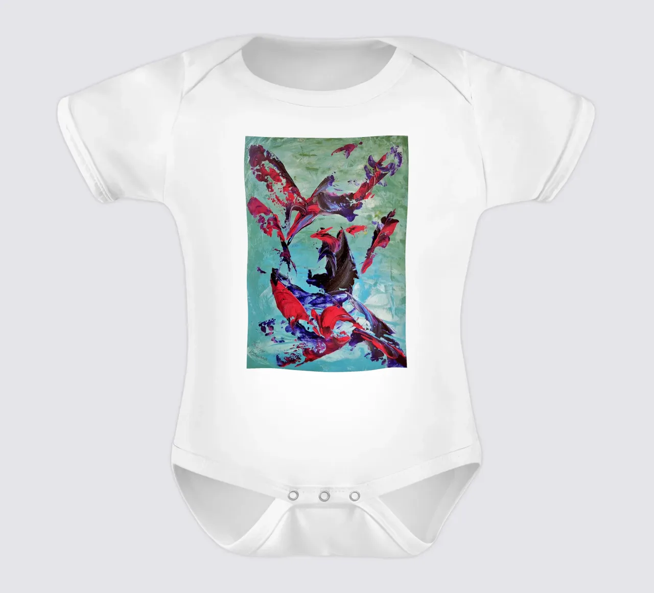 IDEAL GIFT 83 Kurzarm Babybody von Thierry Vobmann Abstract painting
