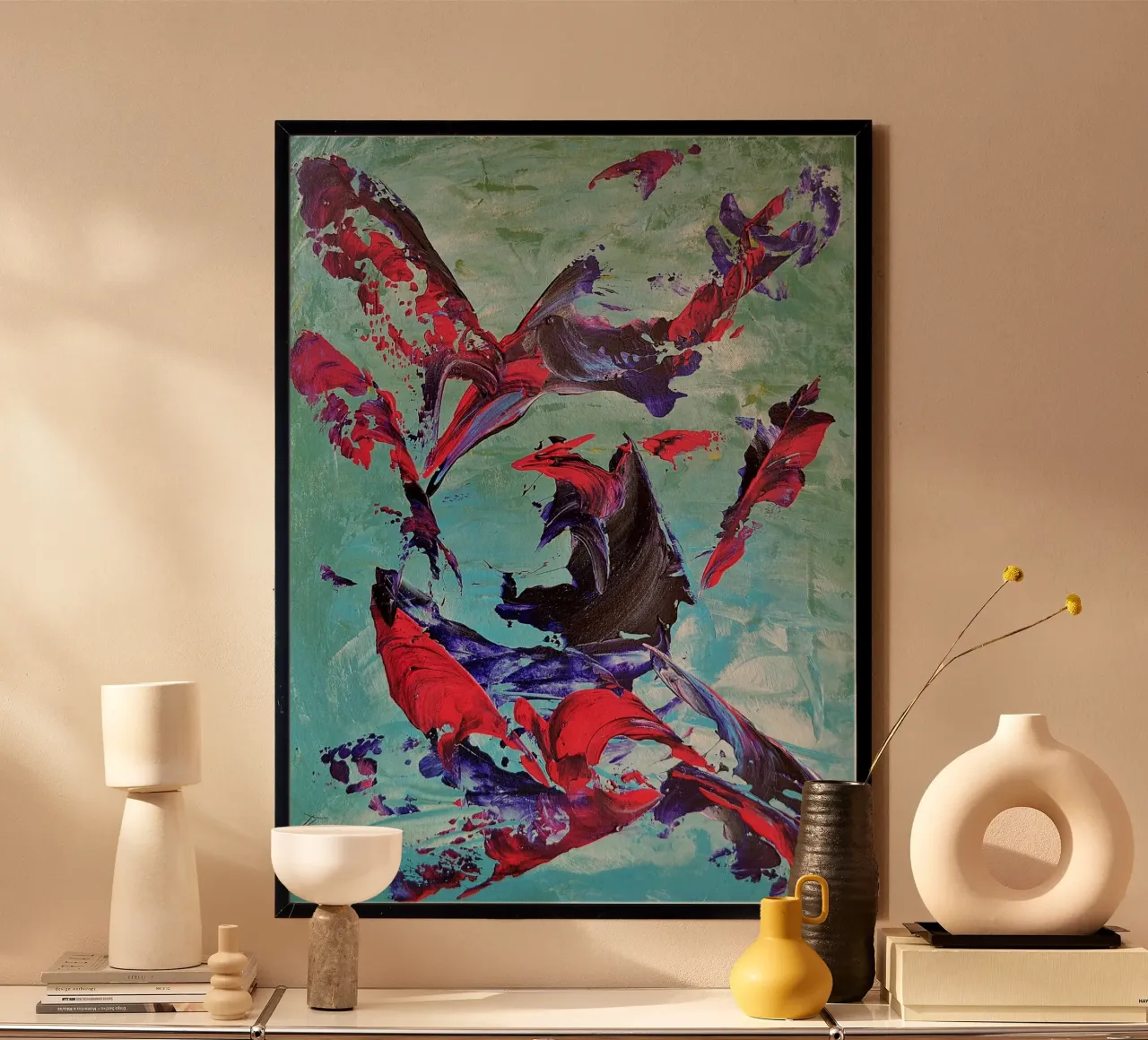 IDEAL GIFT 83 poster con telaio in legno da Thierry Vobmann Abstract painting