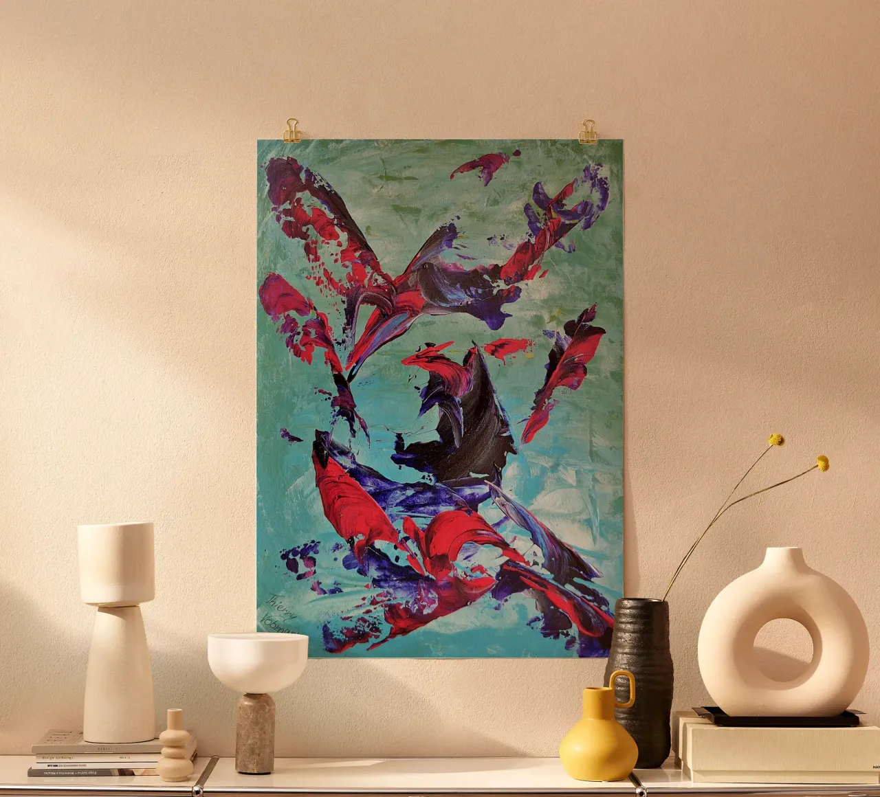 IDEAL GIFT 83 poster con telaio in legno da Thierry Vobmann Abstract painting