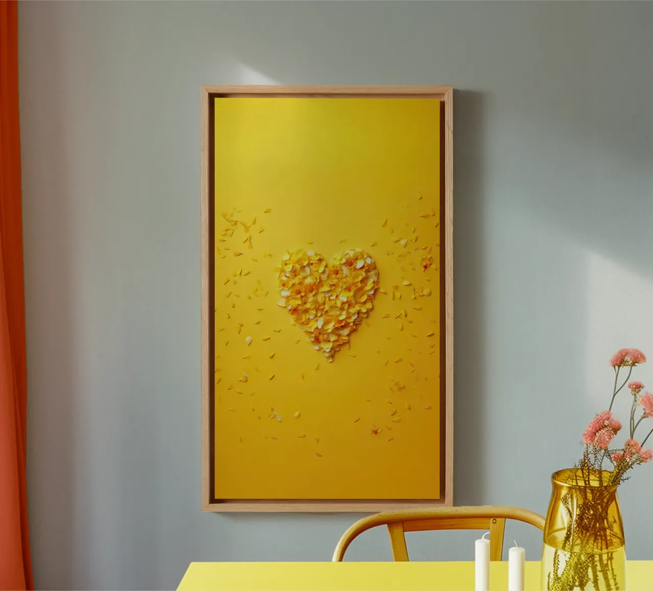 Geel hart van liefde canvas met Baklijst van Modern Muse