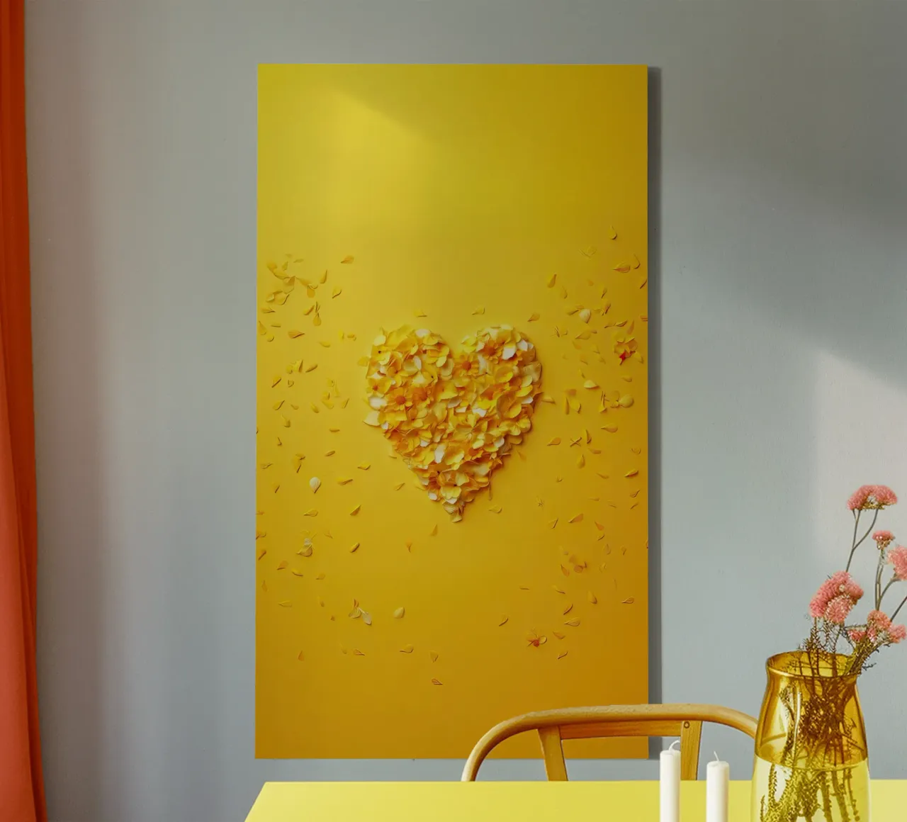 Geel hart van liefde canvas met Baklijst van Modern Muse