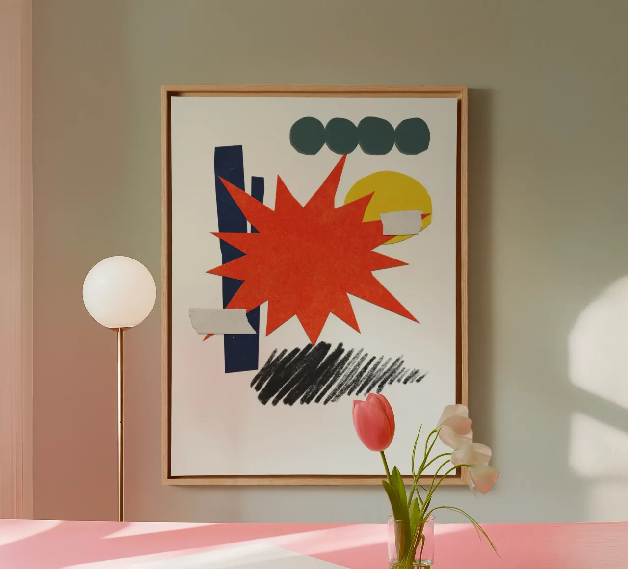 vibrant collage abstract tela con Cornice a cassetta da ramosashop