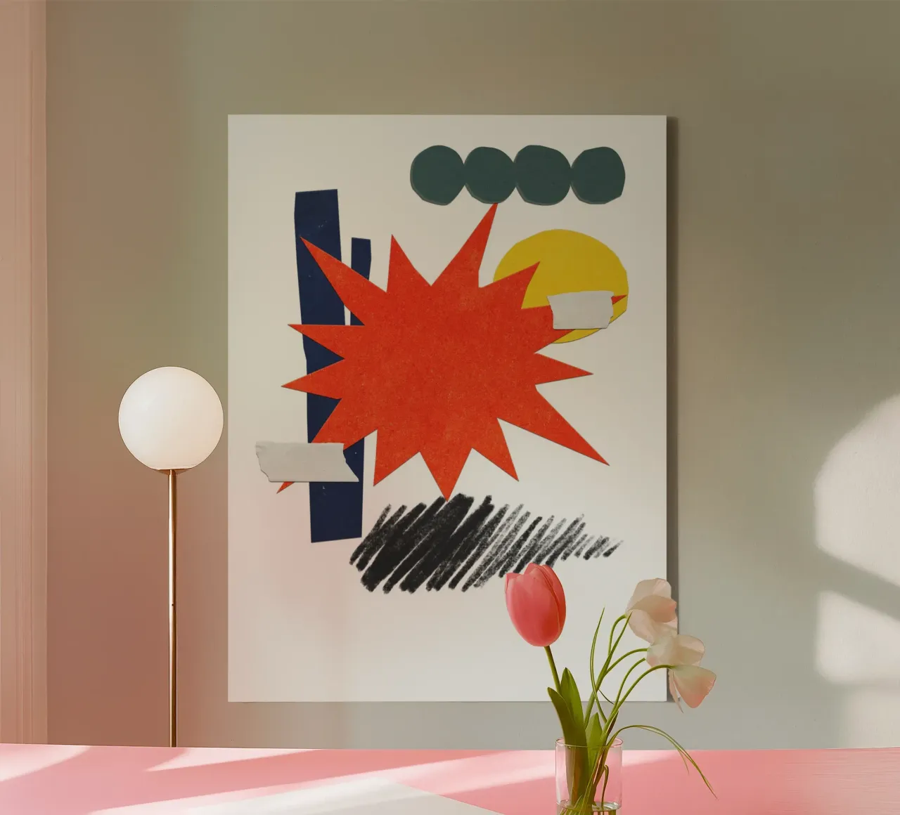 vibrant collage abstract tela con Cornice a cassetta da ramosashop