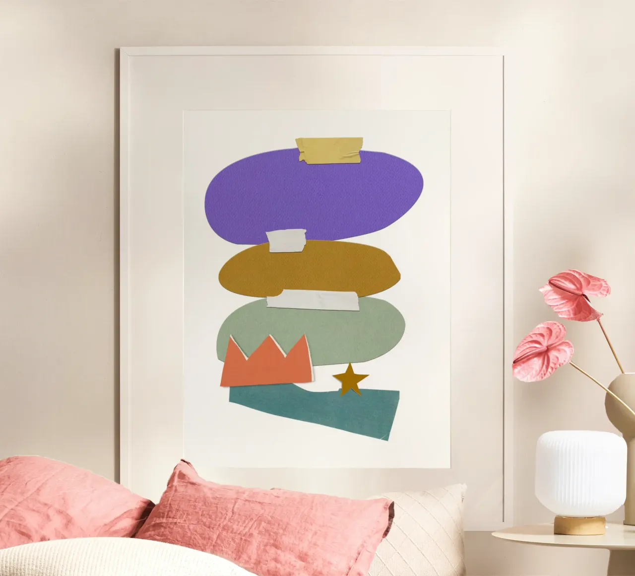 Colorful, irregular shapes poster con telaio in plastica da ramosashop