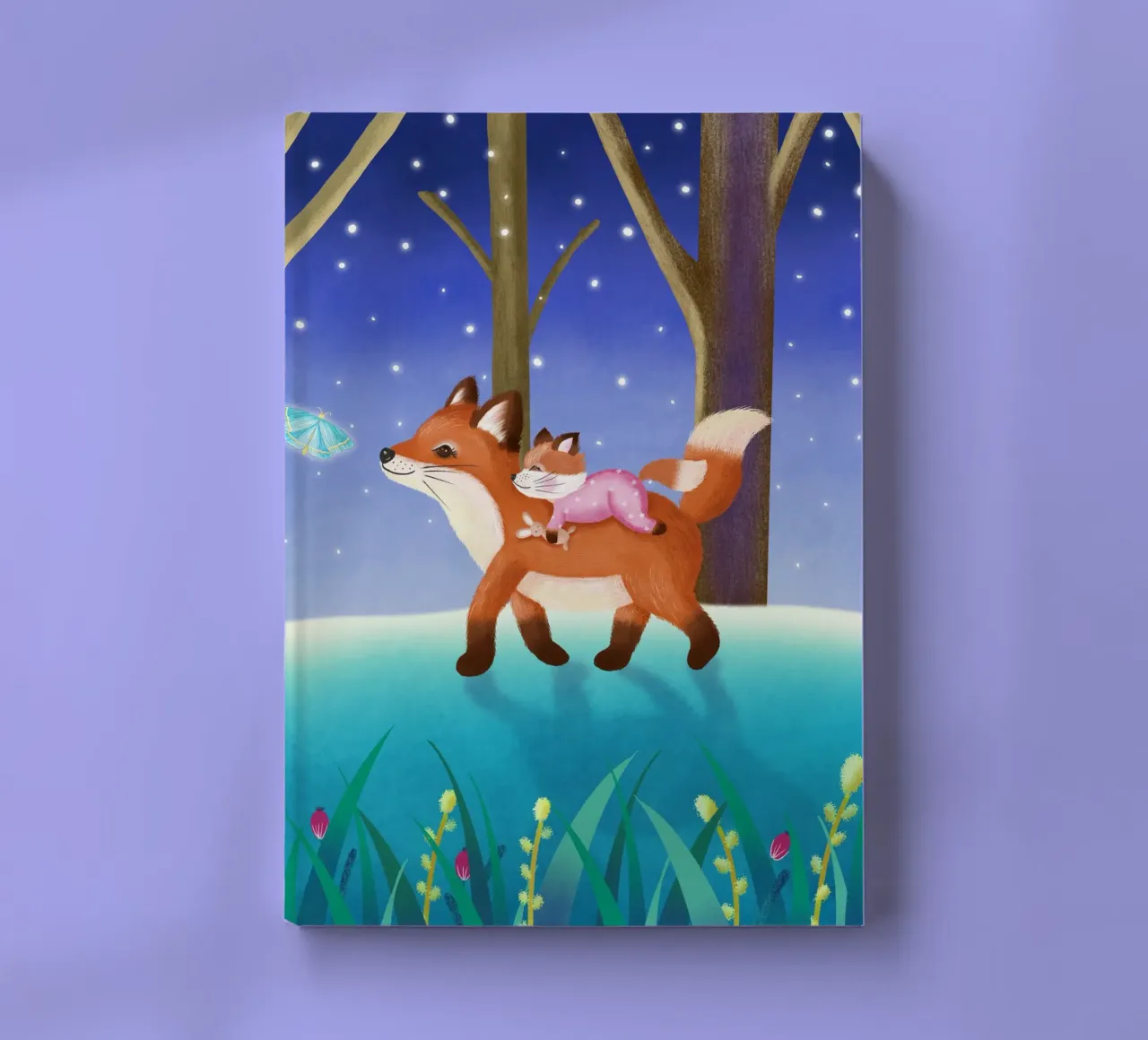Mum fox with baby fox in the enchanted forest. For small children notebook by CalliLetters