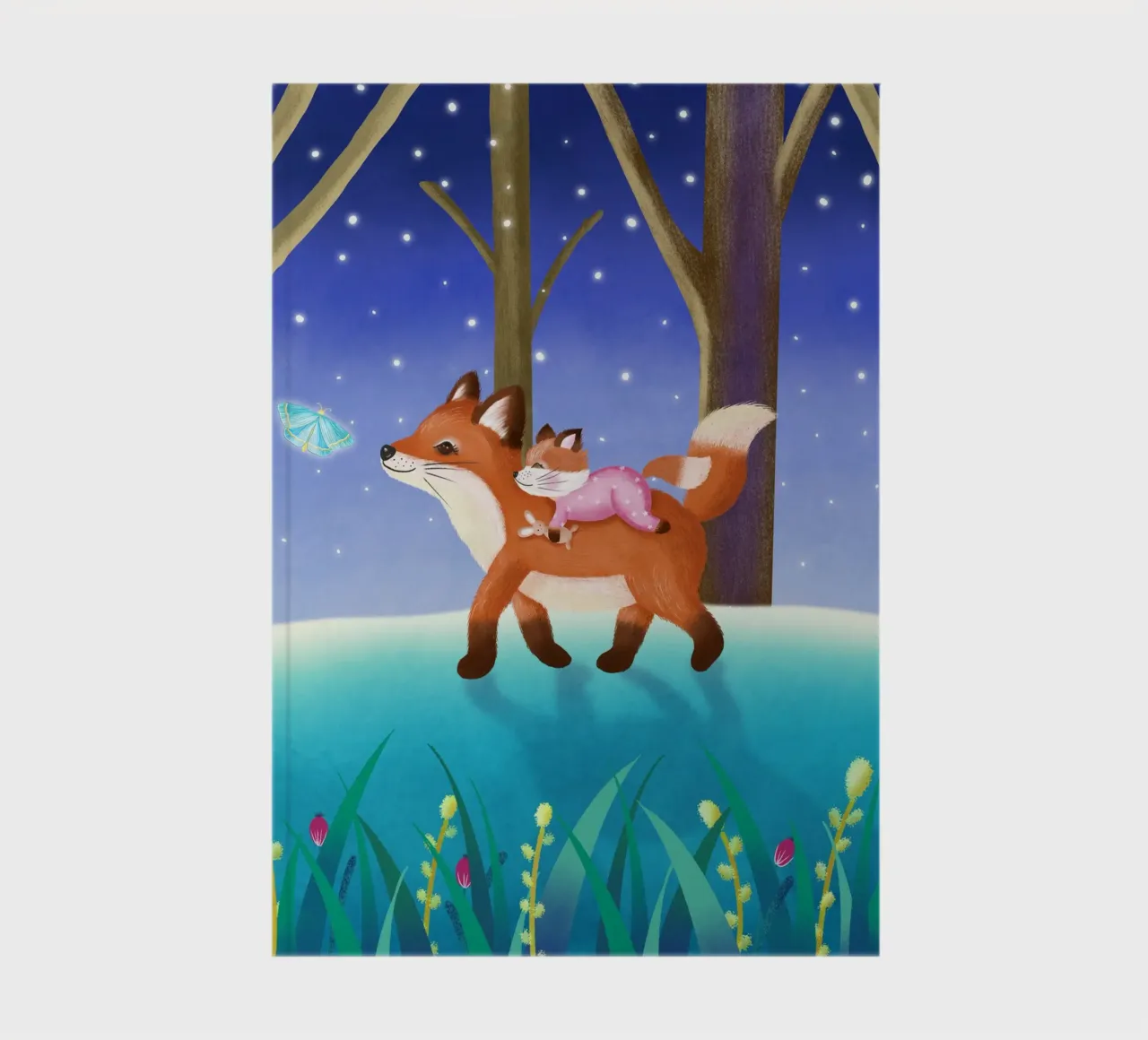 Mum fox with baby fox in the enchanted forest. For small children notebook by CalliLetters