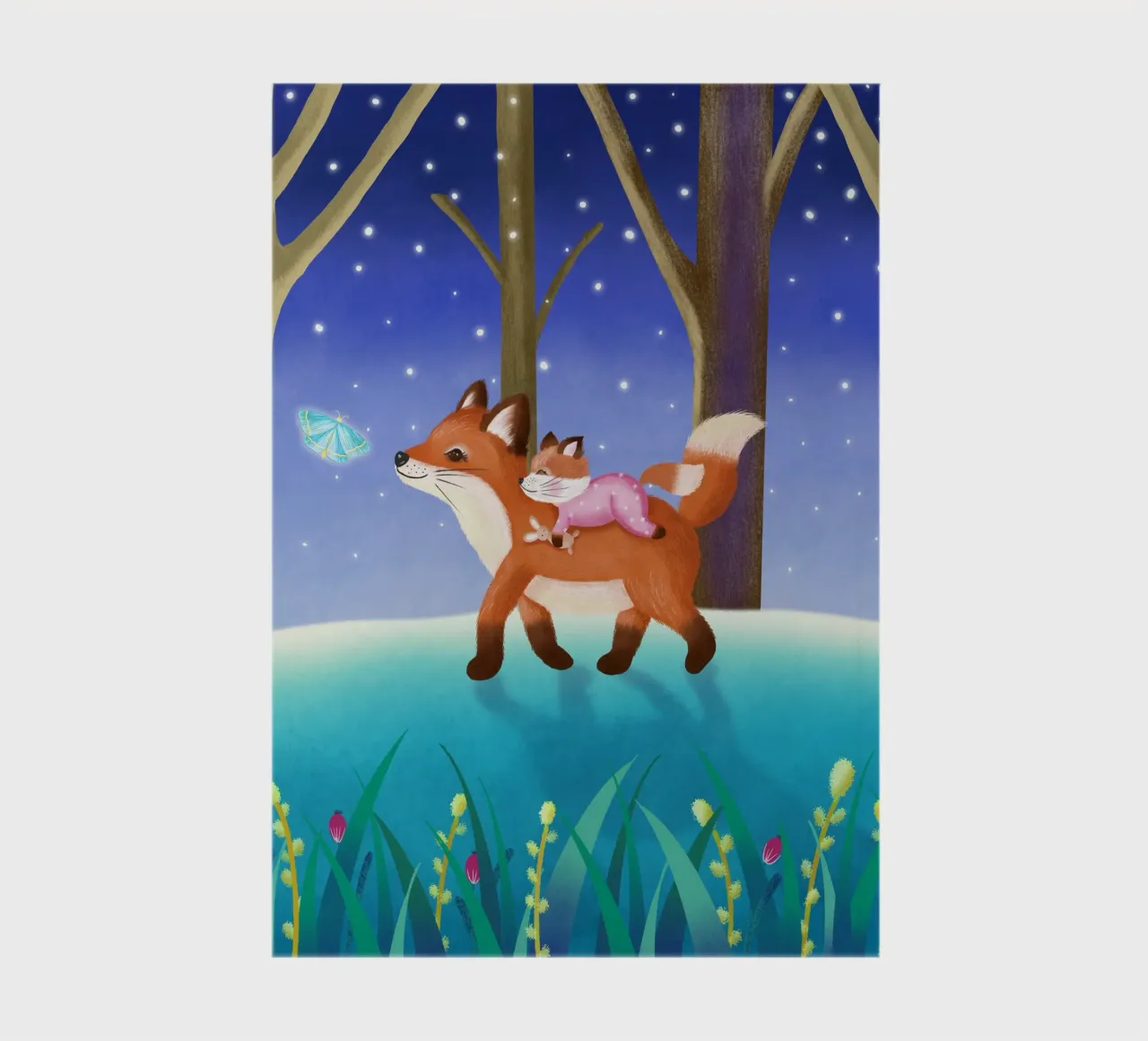 Mum fox with baby fox in the enchanted forest. For small children notebook by CalliLetters