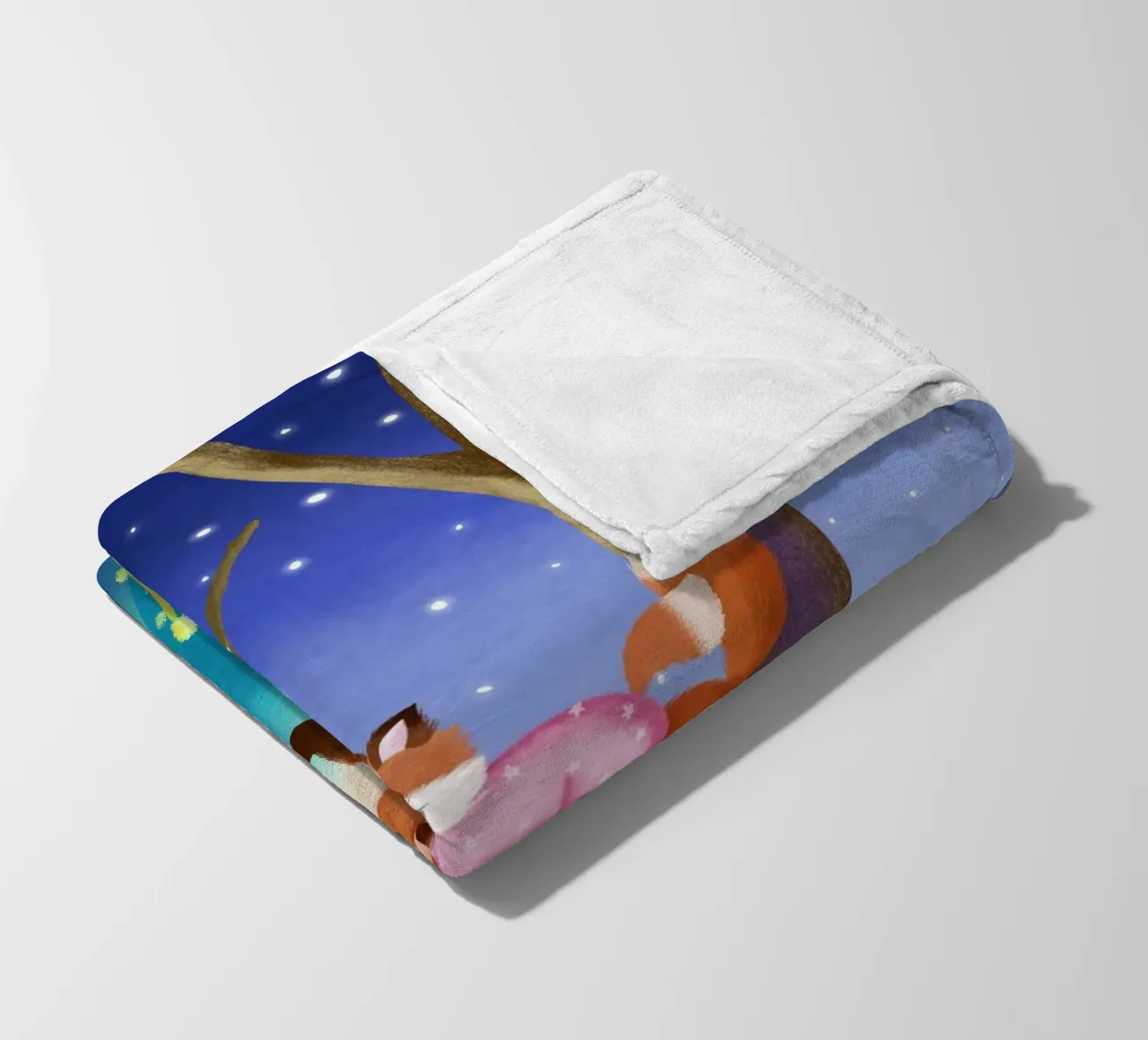 Mamma volpe con cucciolo di volpe nella foresta incantata. Per bambini piccoli coperta in pile da CalliLetters