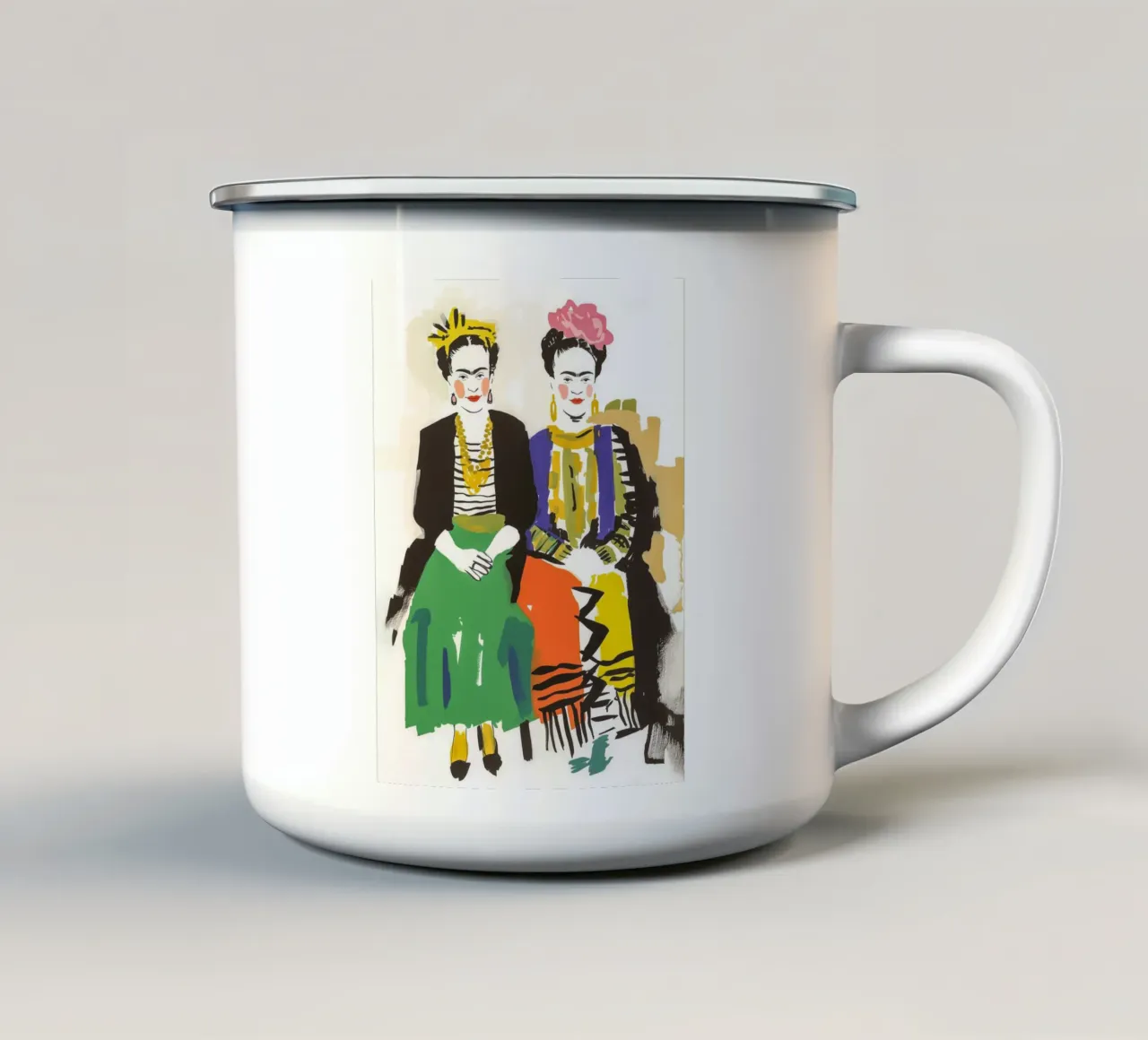 I due autoritratti di Fridas tazza in smalto da Carinaprint