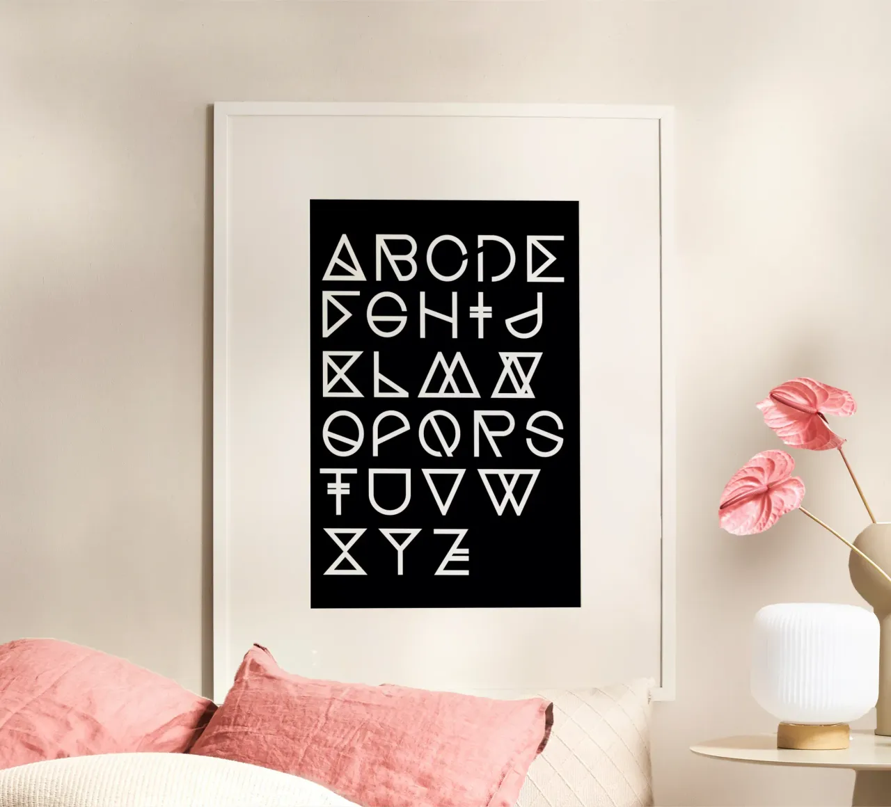 Geometrical ABC - black poster con telaio in plastica da Studio Nahili