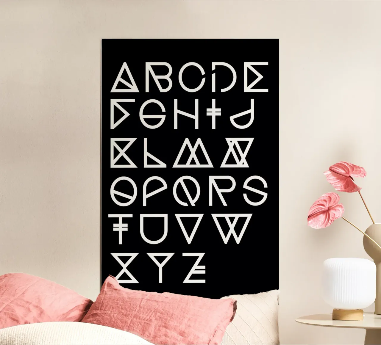 Geometrical ABC - black poster con telaio in plastica da Studio Nahili