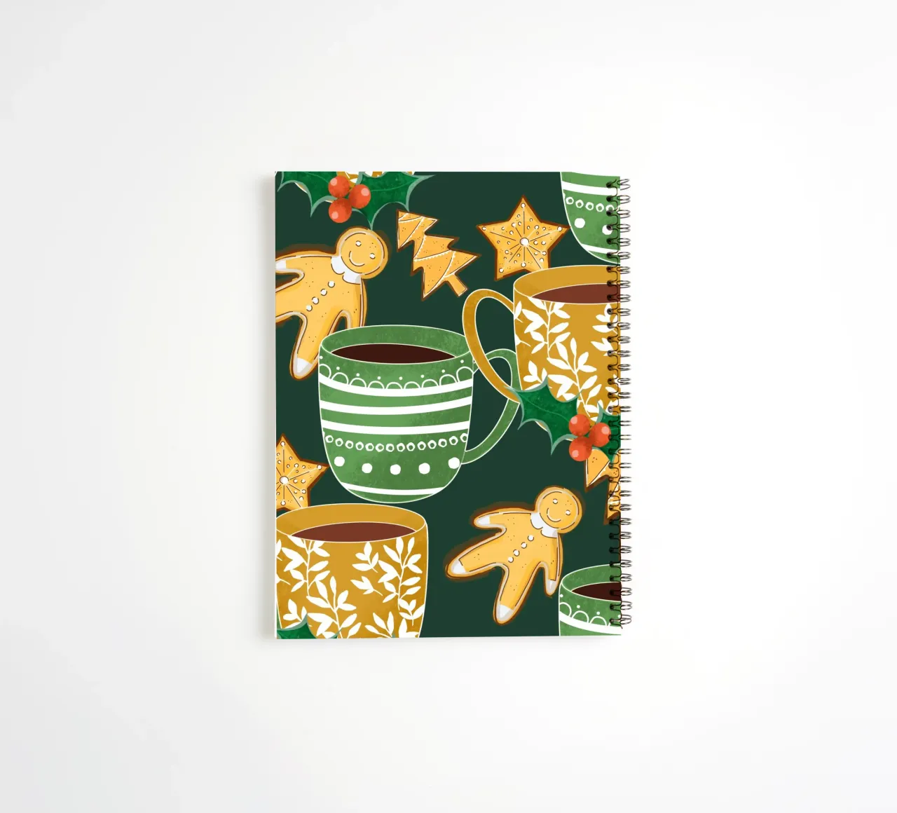Hot chocolate and gingerbread cookies Green spiral notebook by susanacosta