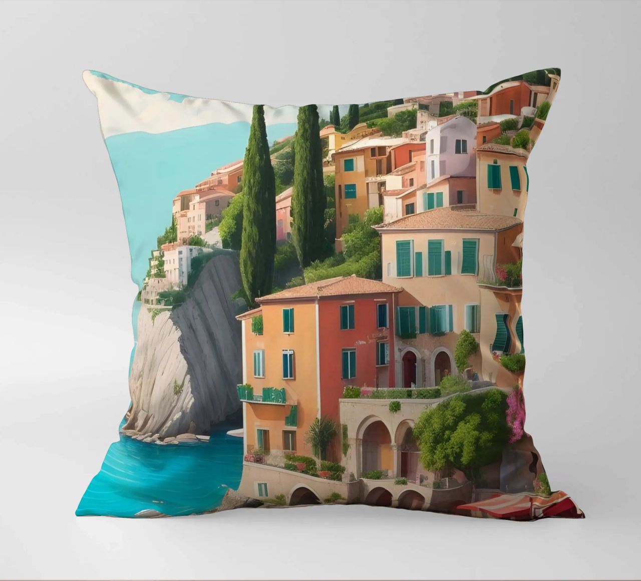 Gardasee-Ufer Kissen von Charnwood Prints