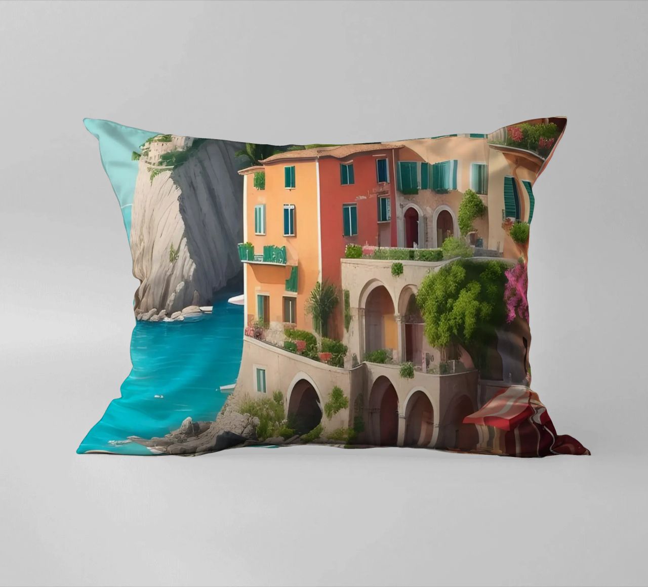 Gardasee-Ufer Kissen von Charnwood Prints