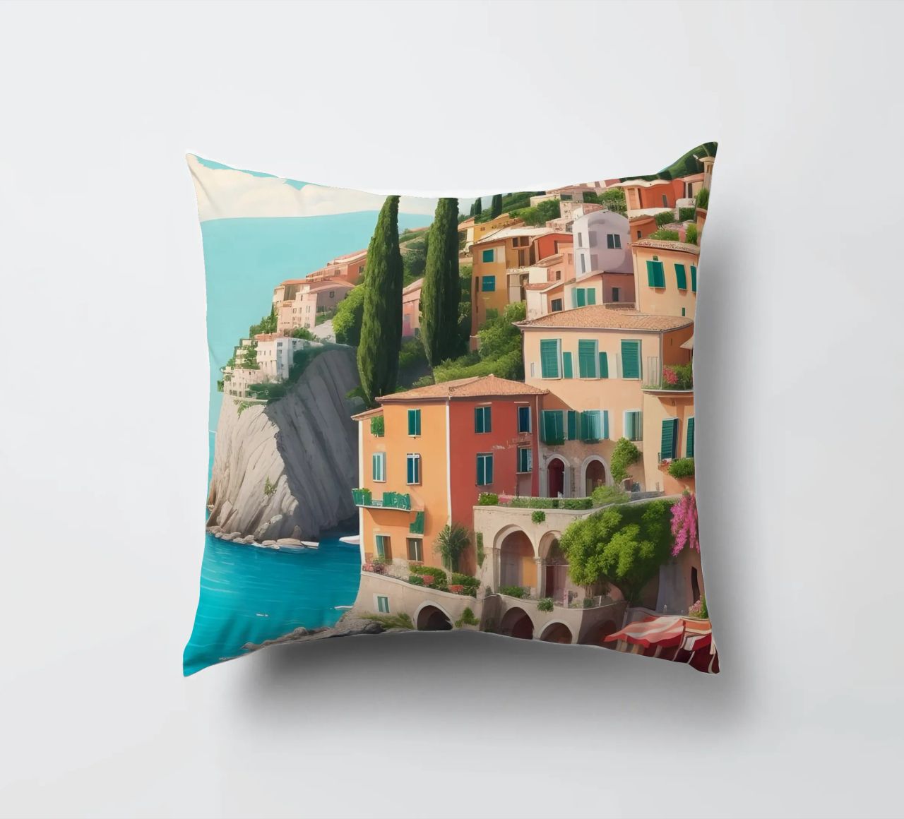 Gardasee-Ufer Kissen von Charnwood Prints