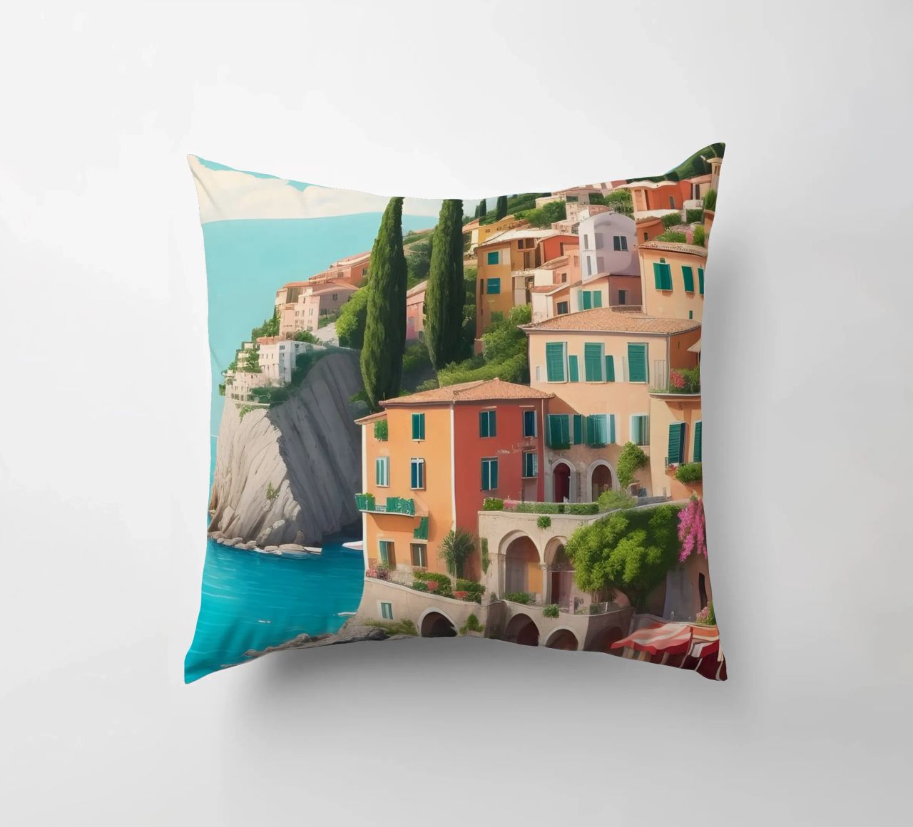 Gardasee-Ufer Kissen von Charnwood Prints