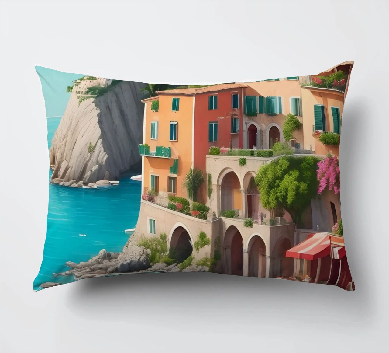 Gardasee-Ufer Kissen von Charnwood Prints