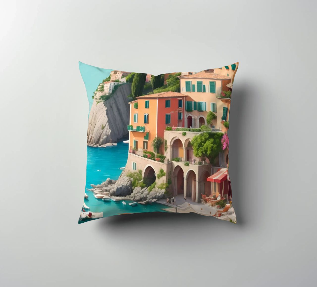 Gardasee-Ufer Kissen von Charnwood Prints