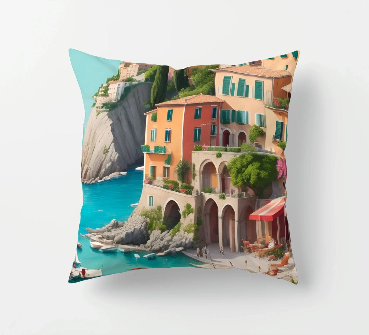 Gardasee-Ufer Kissen von Charnwood Prints