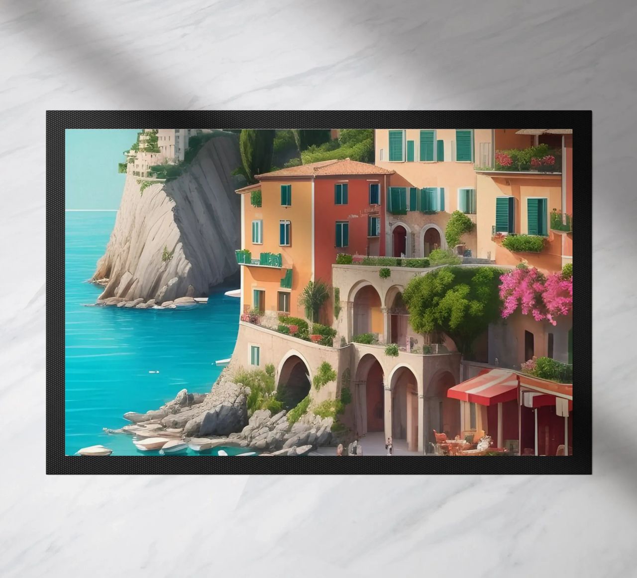 Gardasee-Ufer Fußmatte von Charnwood Prints