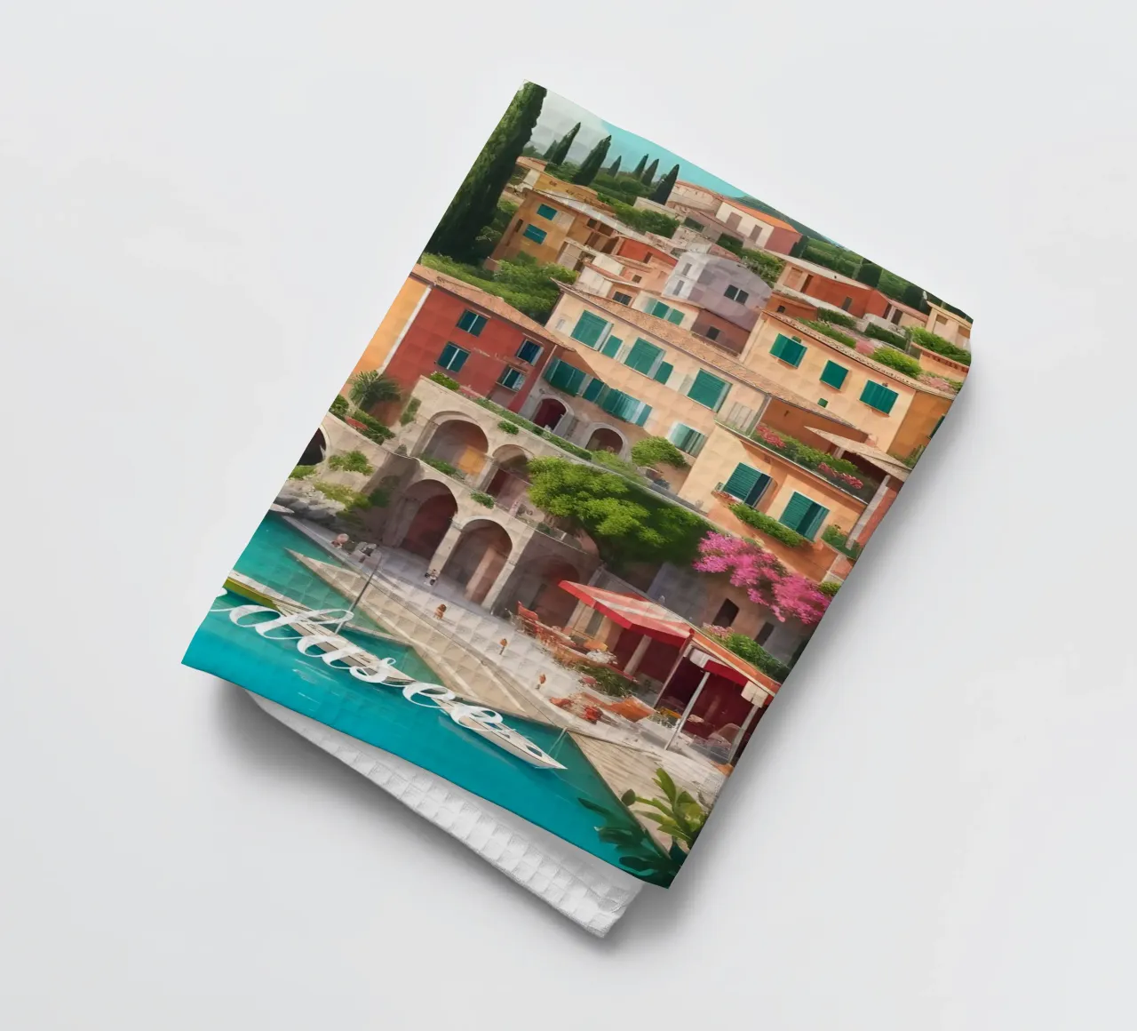 Lake Garda Shore tea towel by Charnwood Prints