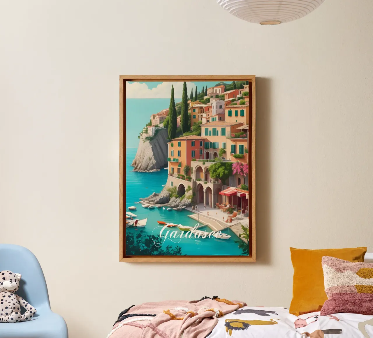 Lago di Garda tela con Cornice a cassetta da Charnwood Prints