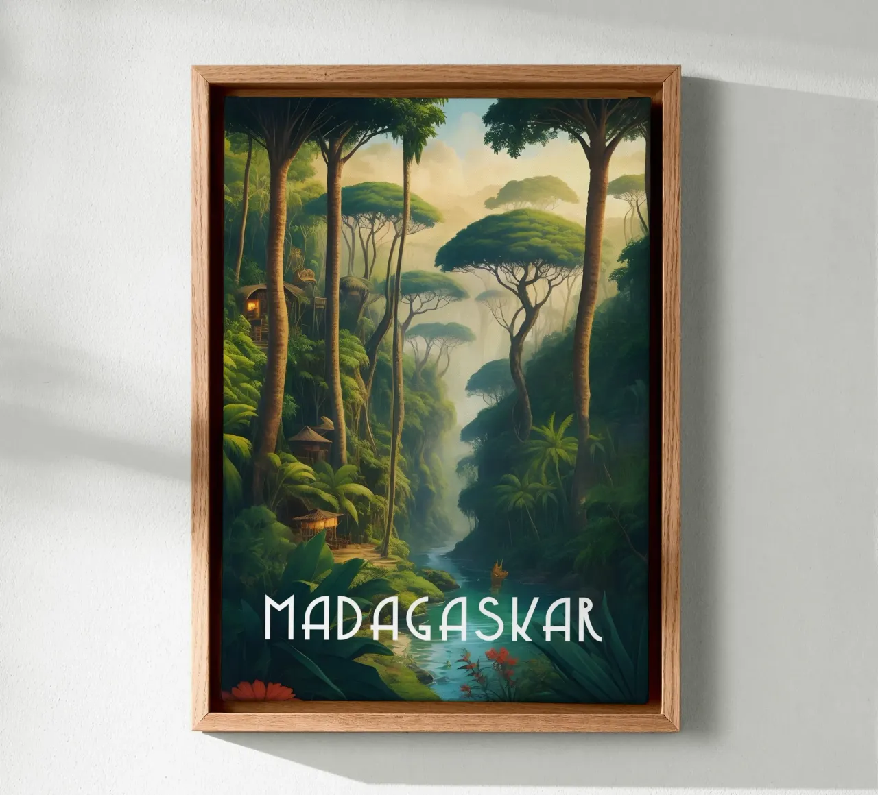 Foresta pluviale del Madagascar tela con Cornice a cassetta da Charnwood Prints