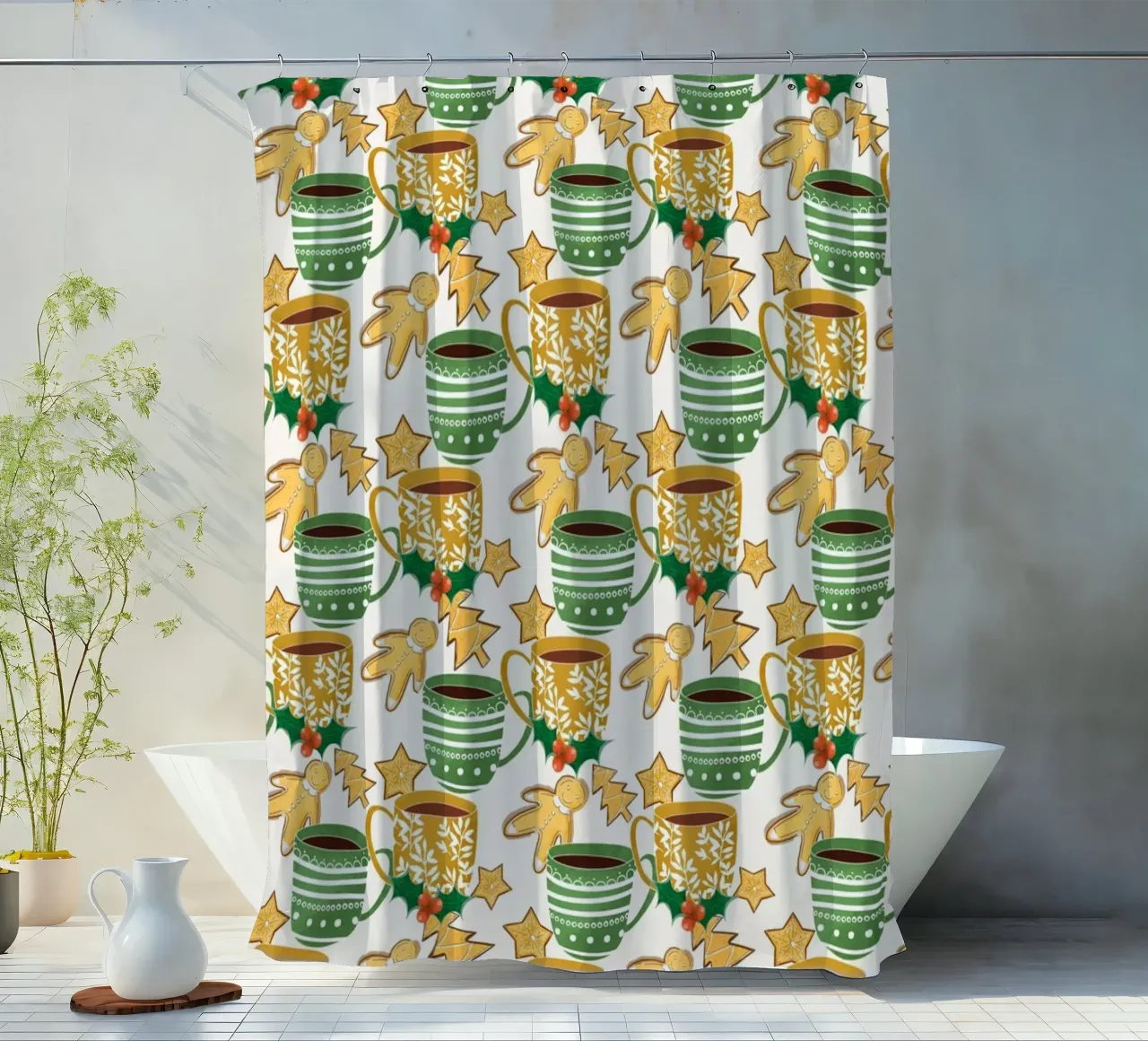 Hot Chocolate and Gingerbread Cookies shower curtain by susanacosta