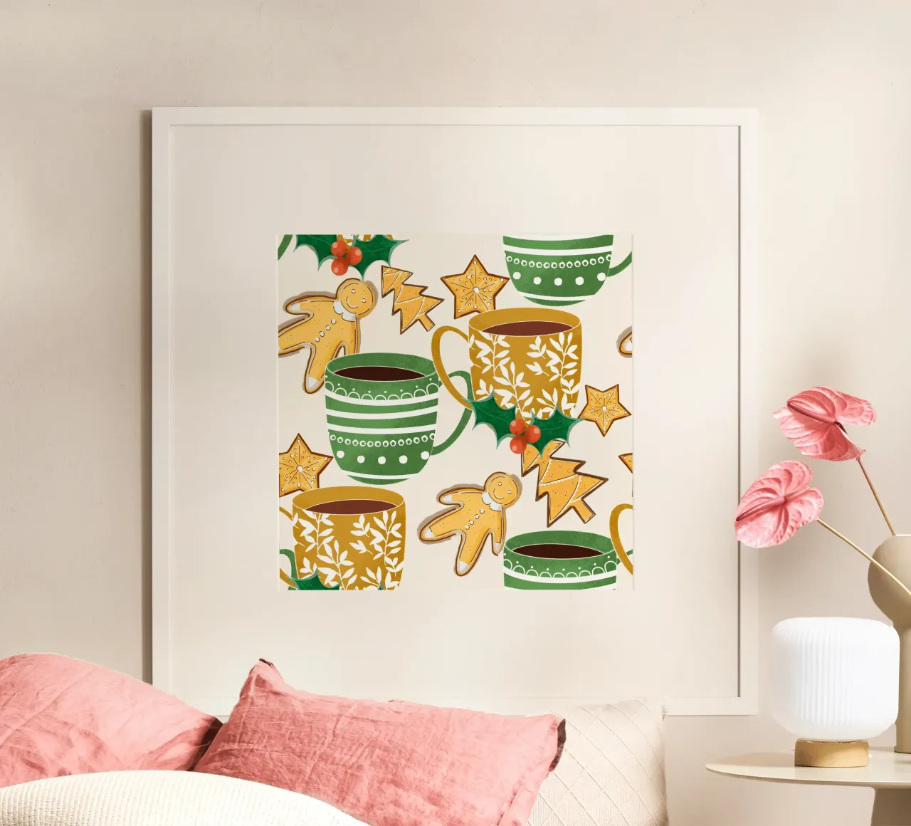 Cioccolata calda e biscotti di pan di zenzero poster da susanacosta