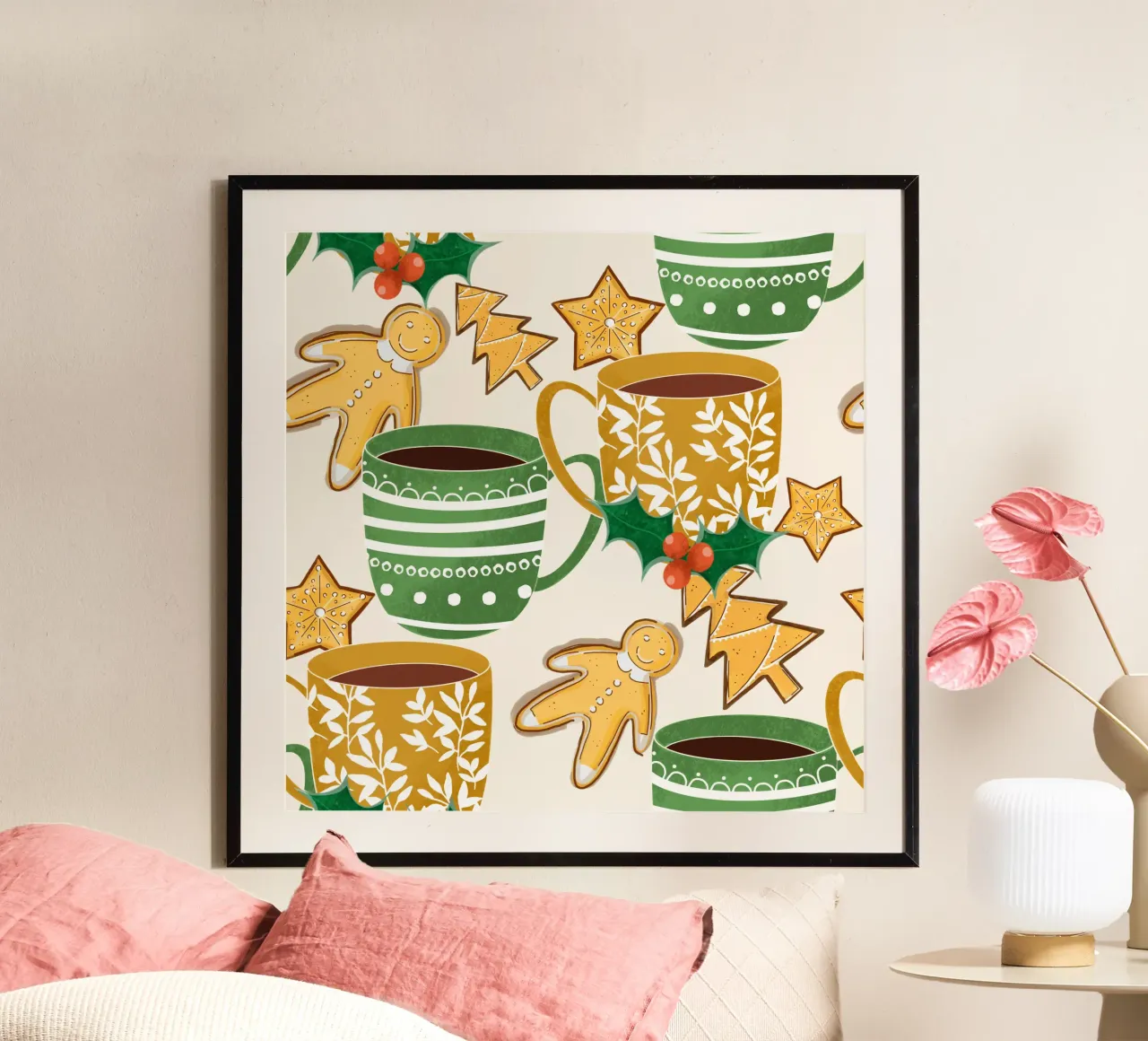 Cioccolata calda e biscotti di pan di zenzero poster da susanacosta