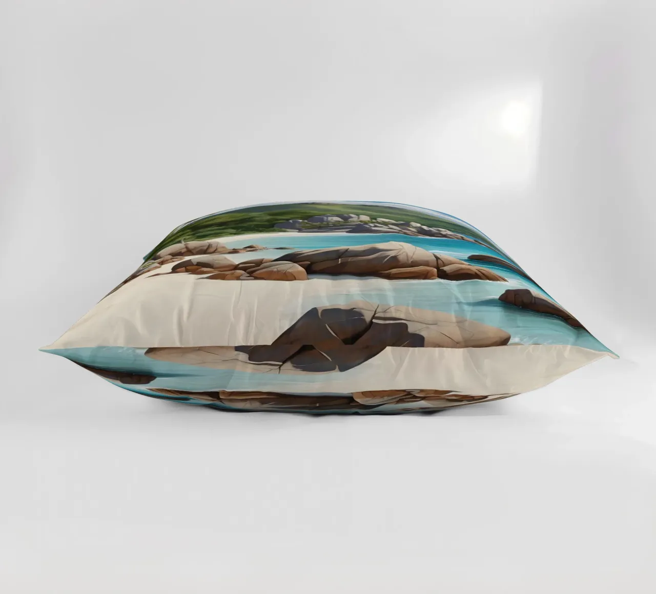 Spiaggia delle Seychelles cuscino da Charnwood Prints