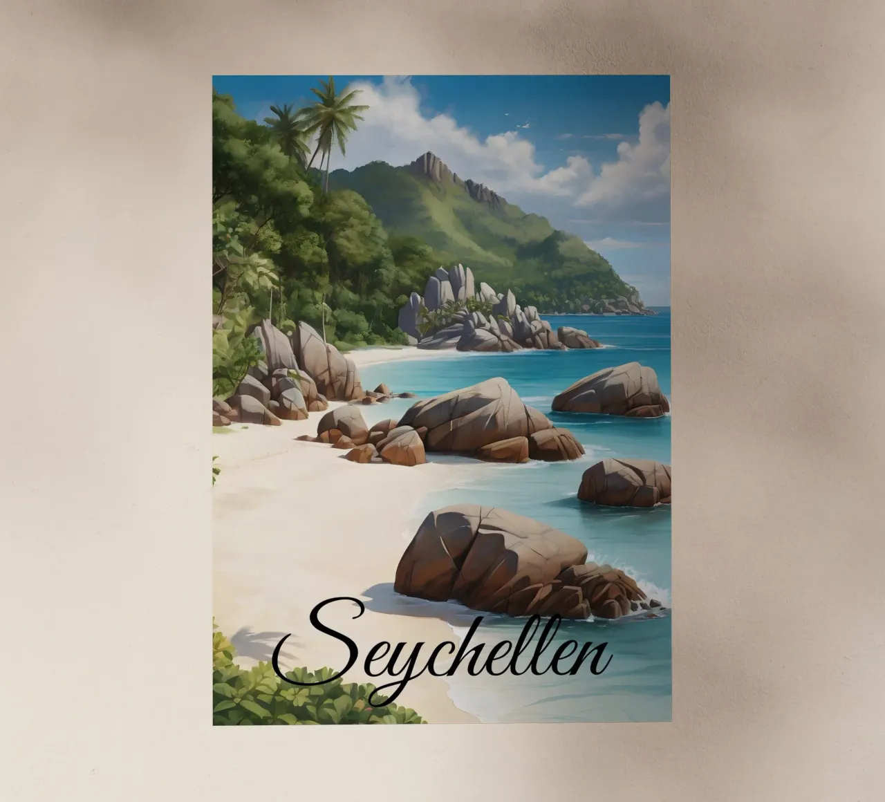 Spiaggia delle Seychelles pellicola backlit da Charnwood Prints
