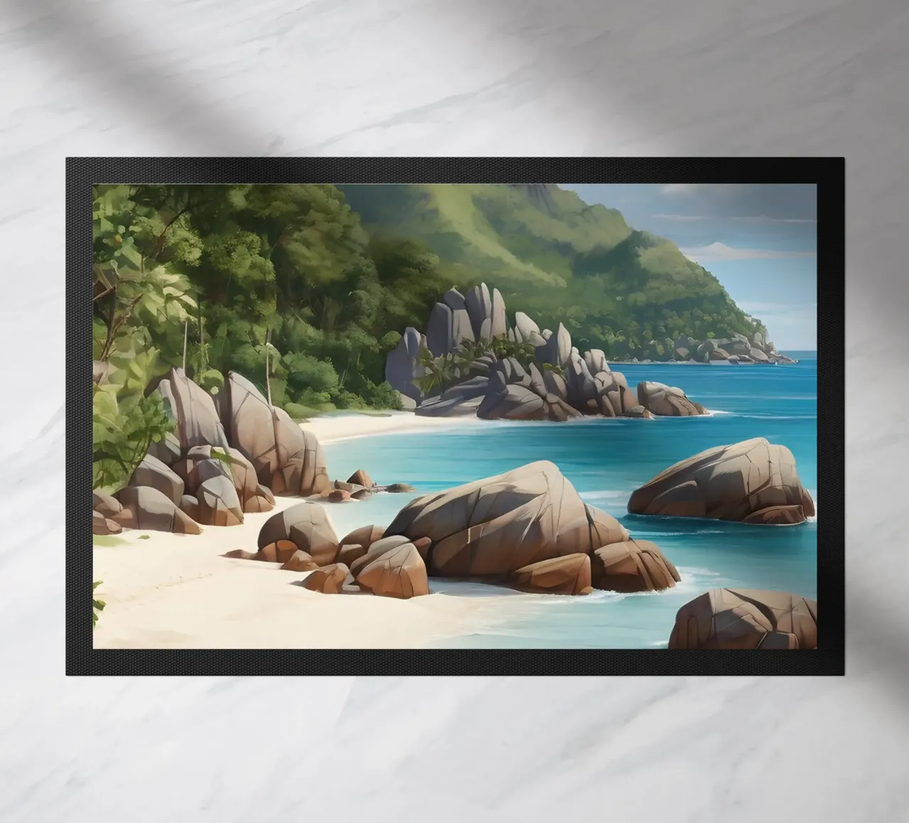 Spiaggia delle Seychelles zerbino da Charnwood Prints
