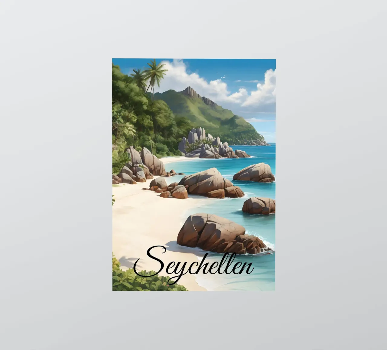 Seychellen Beach Sticker von Charnwood Prints