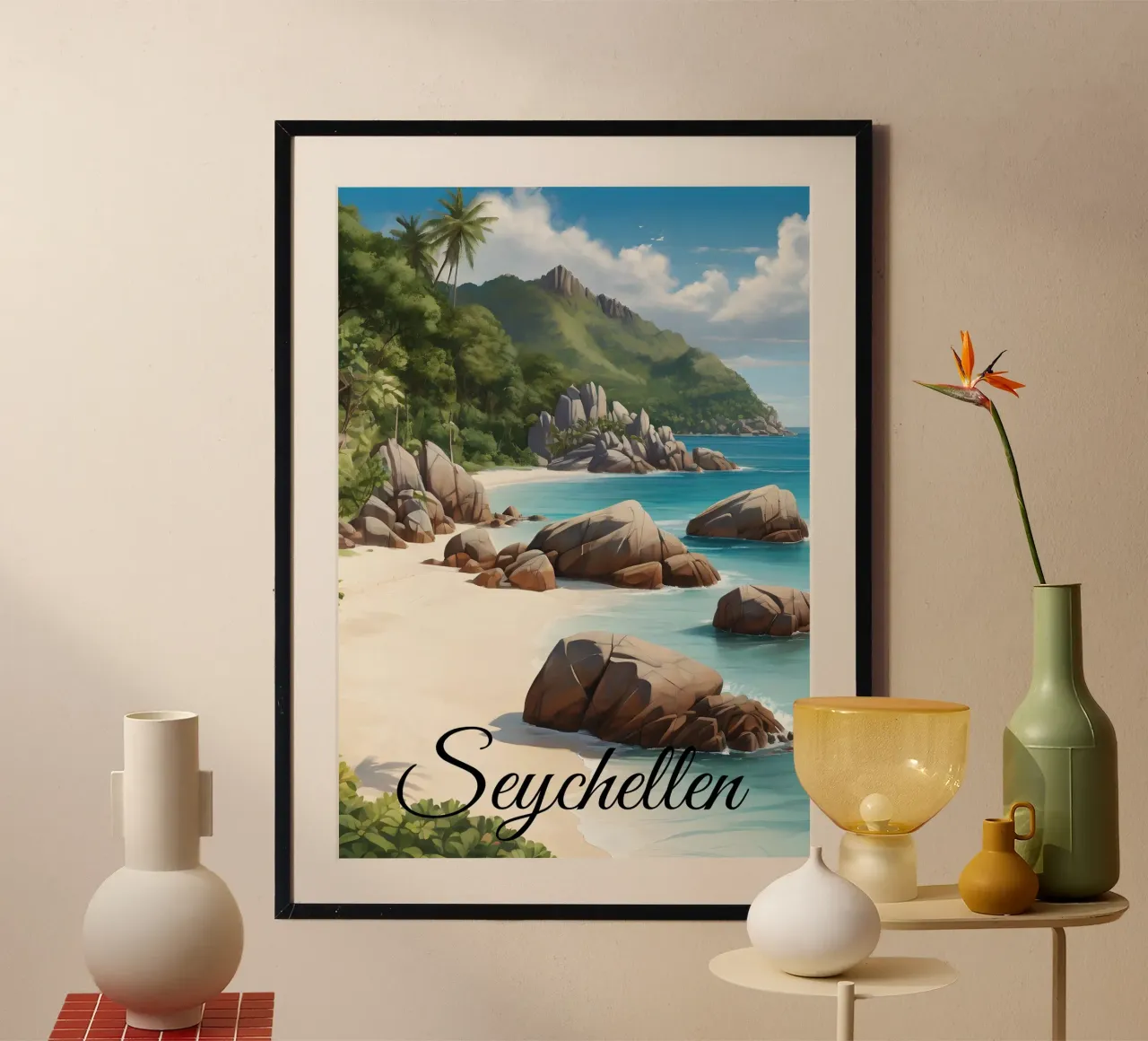 Spiaggia delle Seychelles carta hahnemühle da Charnwood Prints