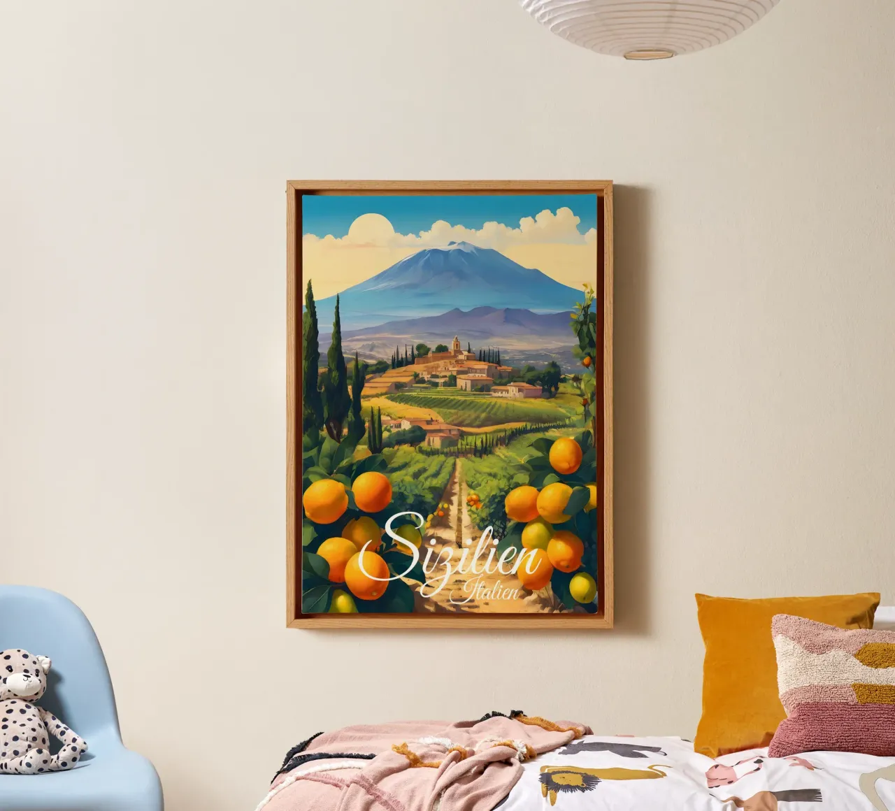 Sicilië Sinaasappelboomgaard canvas met Baklijst van Charnwood Prints
