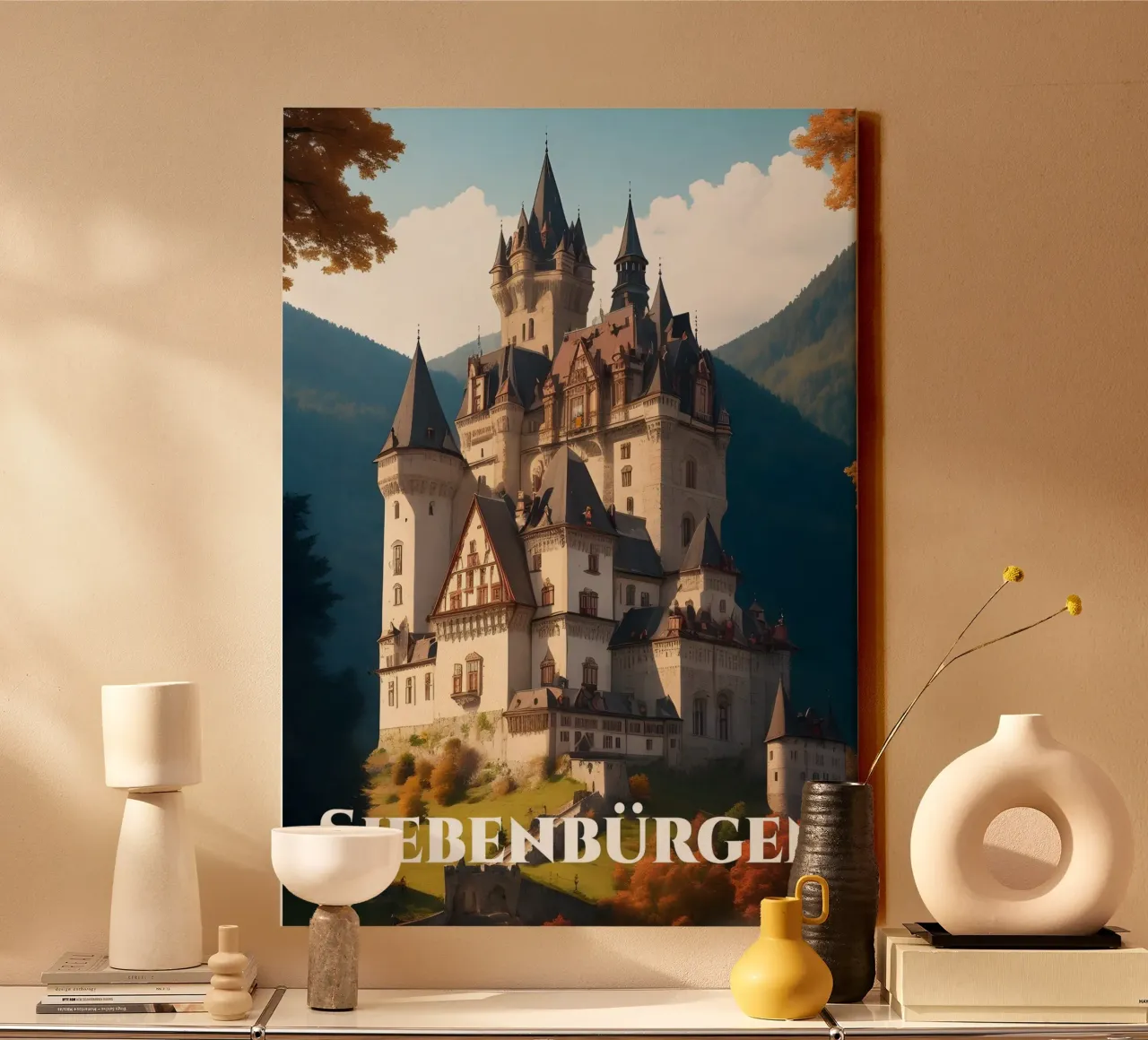 Kasteel Transsylvanië canvas met Baklijst van Charnwood Prints