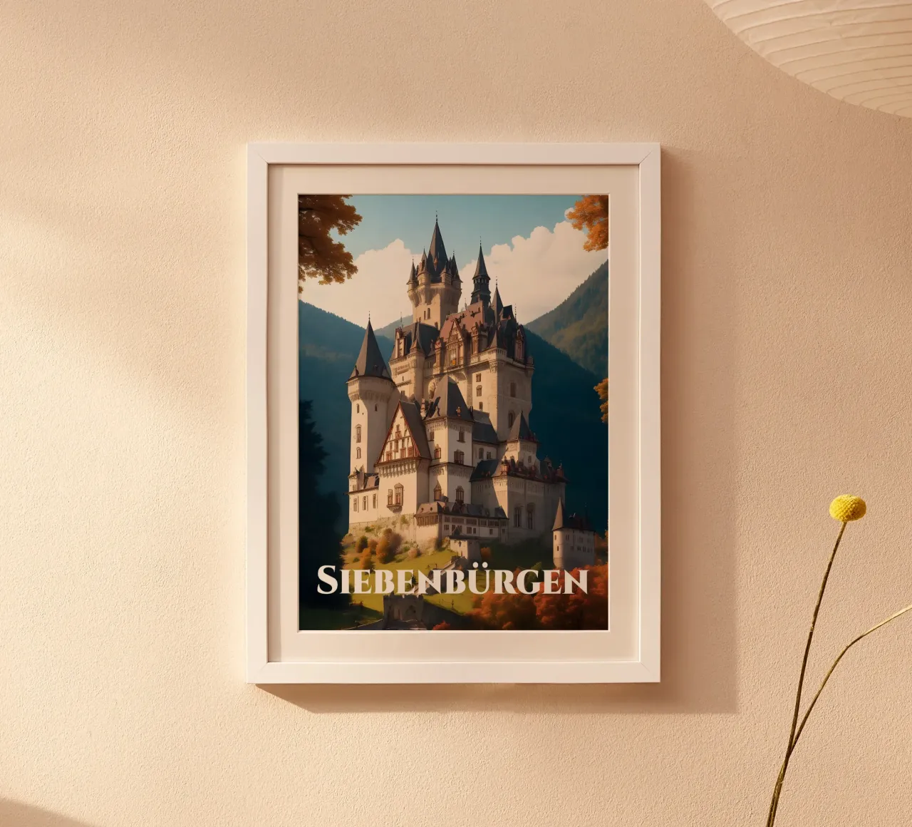 Transylvania Castle poster with wooden frame by Charnwood Prints