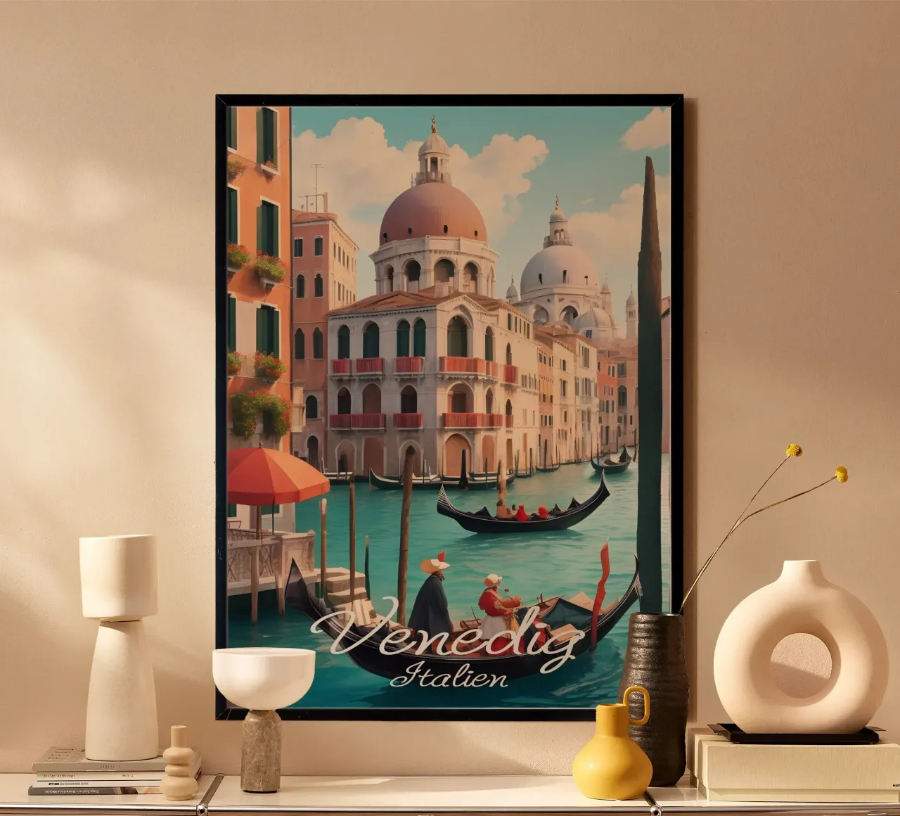 Venise Italie Canaux poster avec cadre en bois de Charnwood Prints